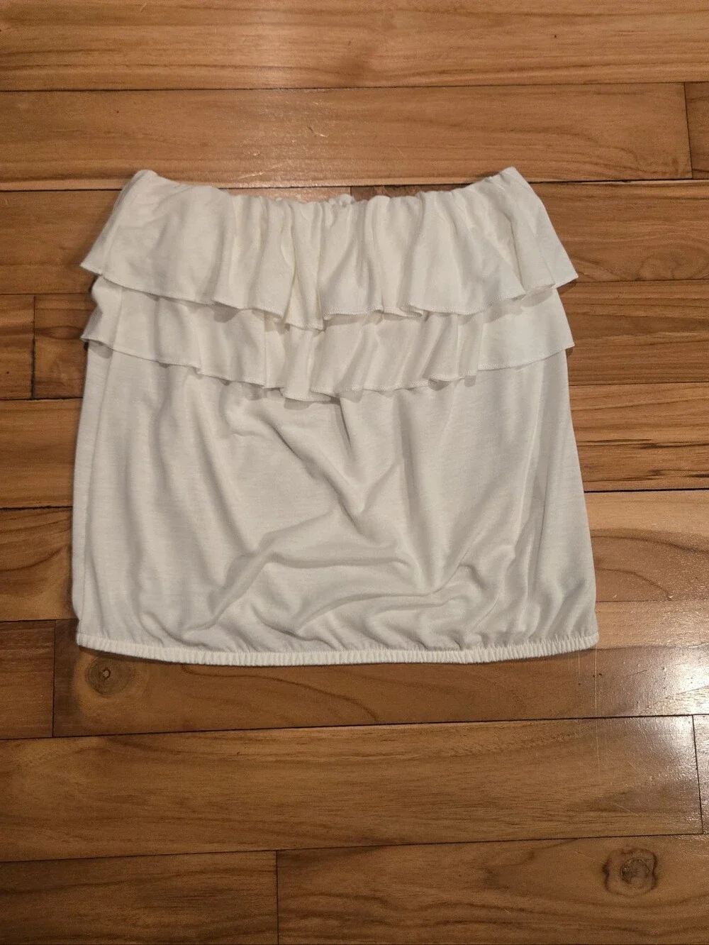 White Ruffle Strapless Top - Picture 1 of 4